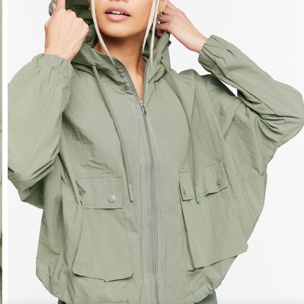 Mathilda | Hooded Adjustable Toggle Waist Sage Green Utility Jacket